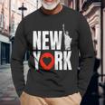 I Love New York City Statue Of Liberty America Souvenirs Long Sleeve T-Shirt Gifts for Old Men