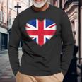 I Love United Kingdom Uk British Flag Heart Outfit Long Sleeve T-Shirt Gifts for Old Men