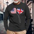 Loving Usa United Kingdom Flag Heart British Americans Love Long Sleeve T-Shirt Gifts for Old Men