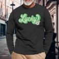 Lucky St Patrick's Day Retro Long Sleeve T-Shirt Gifts for Old Men