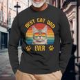 Lustige Katzeatertag Retrointage Papa Best Cat Dad Ever Langarmshirts Geschenke für alte Männer