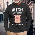 Lustiges Schweinchen Sprüche Langarmshirts Mich Gibt Es Nur Mit Schwein – Schwarz Geschenke für alte Männer