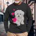 Maltese Dog And Heart Dog Langarmshirts Geschenke für alte Männer