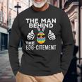 Man Behind Eggcitement Easter Pregnancy Announcement Dad Long Sleeve T-Shirt Gifts for Old Men