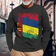 Mauritius Flag Vintage Distressed Mauritius Long Sleeve T-Shirt Gifts for Old Men