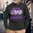 In May We Wear Purple For Fibromyalgia Awareness Peace Love Long Sleeve T-Shirt Gifts for Old Men