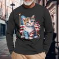 Memorial Day Cat Kitten 4Th Of July Patriotic Usa Flag Long Sleeve T-Shirt Gifts for Old Men