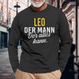 Men's Leo Der Mann Der Alles Kann Vorname Black Langarmshirts Geschenke für alte Männer
