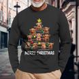 Merry Christmas Highland Cow Western Xmas Tree Pajama Long Sleeve T-Shirt Gifts for Old Men