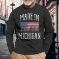 Michigan Usa Flag Made In Michigan Long Sleeve T-Shirt Gifts for Old Men