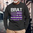 Military Brat Purple Up American Flag April Military Child Long Sleeve T-Shirt Gifts for Old Men