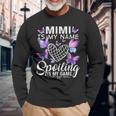 Mimi Is My Name Spoiling Is My Game Cute Butterflies Print Long Sleeve T-Shirt Gifts for Old Men