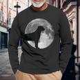 Mondlicht Labrador Silhouette Herren Langarmshirts, Hundeliebhaber Design Geschenke für alte Männer