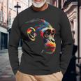 Monkey Zoo Colourful Monkey Face Polygon Animal Motif Monkey Long Sleeve T-Shirt Gifts for Old Men