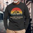 Mount Rainier National Park Retro Souvenir Long Sleeve T-Shirt Gifts for Old Men