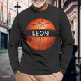 Neuheit Personalisierte Name Leon Sport Basketball Langarmshirts Geschenke für alte Männer