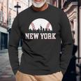 New York City Skyline Downtown Cityscape Baseball Sports Fan Long Sleeve T-Shirt Gifts for Old Men