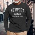 Newport Rhode Island Ri Vintage Established Sports Long Sleeve T-Shirt Gifts for Old Men