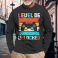 Nivel 6 Desbloqueado 6º Cumpleaños Gamer Regalos 6 Años Regalo Camiseta de manga larga Regalos para ancianos