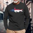 North Carolina State Flag Catfish Fishing Long Sleeve T-Shirt Gifts for Old Men