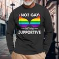 Not Gay But Very Supportive Lgbt Straight Bra Meme Long Sleeve T-Shirt Gifts for Old Men