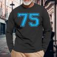 Number 75 Varsity Distressed Vintage Sport Team Player's Long Sleeve T-Shirt Gifts for Old Men