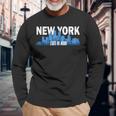 Ny State Of Mind New York City Souvenir Skyline Long Sleeve T-Shirt Gifts for Old Men