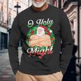O Holy Might Swole Santa Diesel Gym Beast Ripped Christmas Long Sleeve T-Shirt Gifts for Old Men