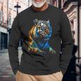 Obra De Arte De Tigre Animal Arte Camiseta de manga larga Regalos para ancianos