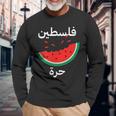 Palestine Map Watermelon Arabic Calligraphy Langarmshirts Geschenke für alte Männer