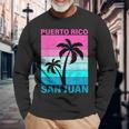 Palm Tree Vintage Family Vacation Puerto Rico San Juan Beach Long Sleeve T-Shirt Gifts for Old Men