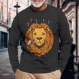 Pansexual Flag Lion Lgbt Pride Month Pan Pride Stuff Animal Long Sleeve T-Shirt Gifts for Old Men