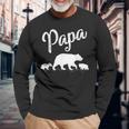 Papa Bear 2 Cub Bear Animal Lover Papa Bear Father's Day Long Sleeve T-Shirt Gifts for Old Men