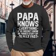 Papa Knows Everythingintage Opa Dad Witzeatertag Langarmshirts Geschenke für alte Männer