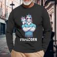 Papacorn Papa Tochter Einhörner Bodybuilding Vater Vatertag Langarmshirts Geschenke für alte Männer