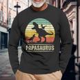 Papasaurus Dinosaur Papa Tyrannosaurus Dino Twin Pack Mit-Ausschnitt Langarmshirts Geschenke für alte Männer