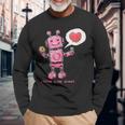 Peace Love Donuts Retro Robot Long Sleeve T-Shirt Gifts for Old Men