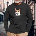 Perro Corgi En El Bolsillo Lindo Perro De Bolsillo Corgi Camiseta de manga larga Regalos para ancianos
