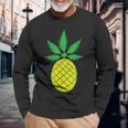 Pineapple Weed Cannabis Marijuana Stoner Long Sleeve T-Shirt Gifts for Old Men