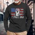 Pitbull Dad Proud American Pit Bull Dog Flag Long Sleeve T-Shirt Gifts for Old Men