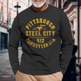 Pittsburgh Pennsylvania Sl City Home 412 Vintage Long Sleeve T-Shirt Gifts for Old Men