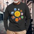 Planetas Del Sistema Solar Para Niños Astronautas Jóvenes Camiseta de manga larga Regalos para ancianos