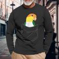 Pocket White Bellied Caique Cute Parrot Birb Memes Long Sleeve T-Shirt Gifts for Old Men