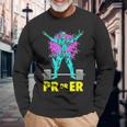 Pr Or Er Weightlifting Bodybuilding Workout Musclebuilding Long Sleeve T-Shirt Gifts for Old Men