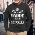 Promoted To Daddy Again Est 2024 Pregnancy Long Sleeve T-Shirt Gifts for Old Men