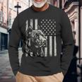 Proud Patriotic Pit Bull Owner Lover American Flag Long Sleeve T-Shirt Gifts for Old Men