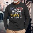 Proud Son Of A Navy Veteran American Flag Military Long Sleeve T-Shirt Gifts for Old Men