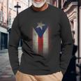 Puerto Rico Washed Flag Langarmshirts Geschenke für alte Männer