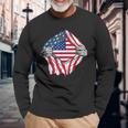 Pure American Blood Inside Me Country Flags Long Sleeve T-Shirt Gifts for Old Men