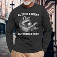 Raccoon Outside I Skirt But Inside I Hurt Meme Saying Long Sleeve T-Shirt Gifts for Old Men